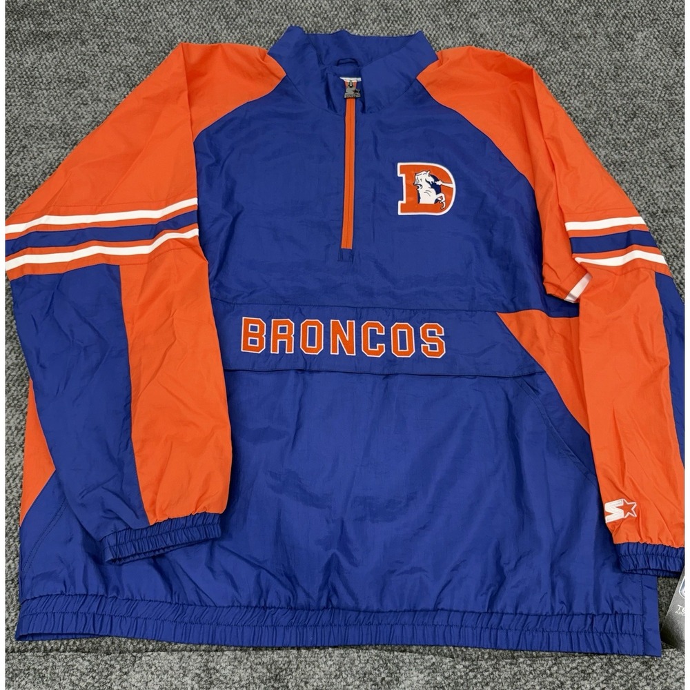 Denver Broncos Men's 4XL STARTER Vintage Logo Half-Zip Pullover Jacket - New